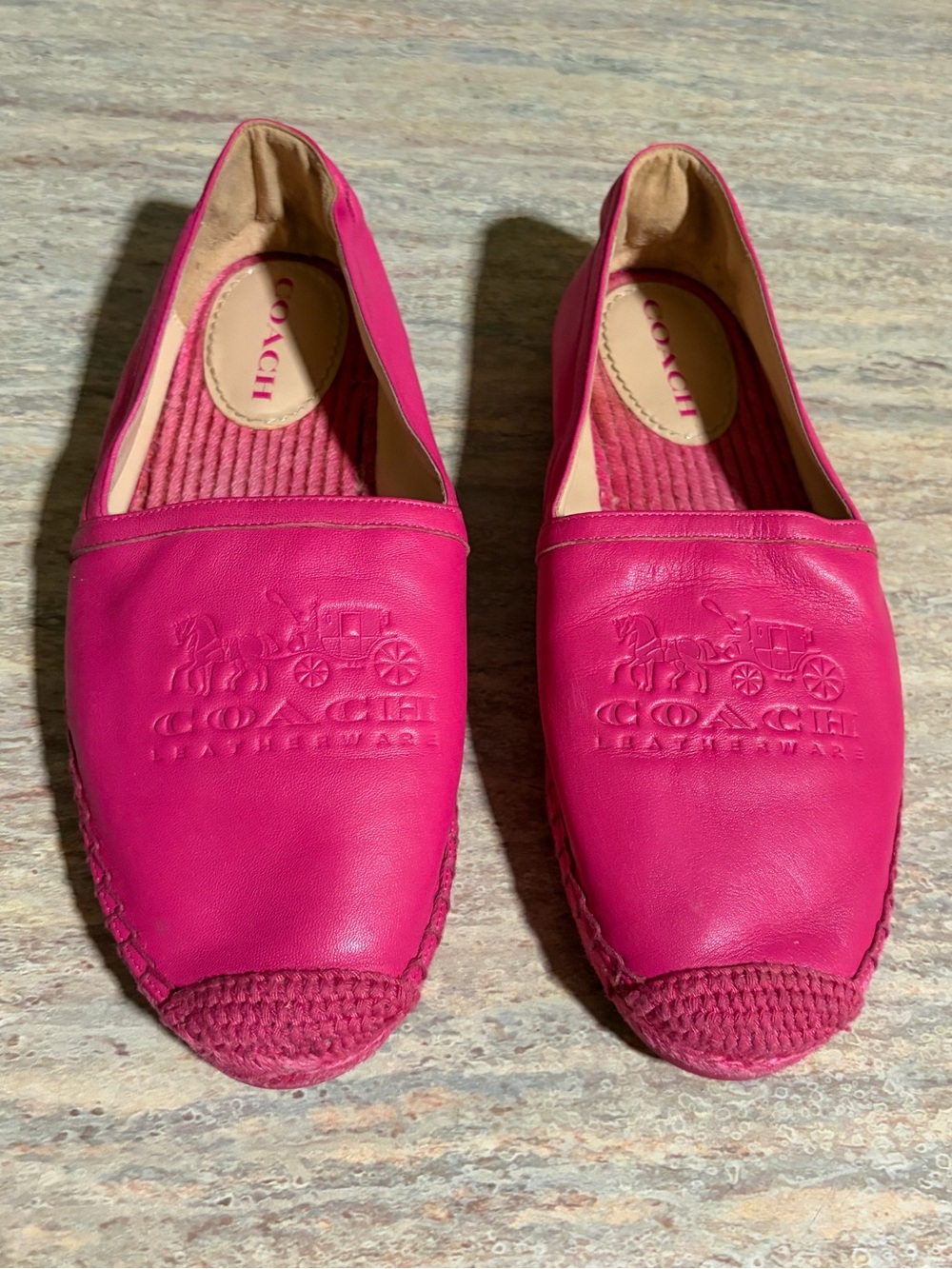 Coach Women's Hot Pink Leather Espadrilles